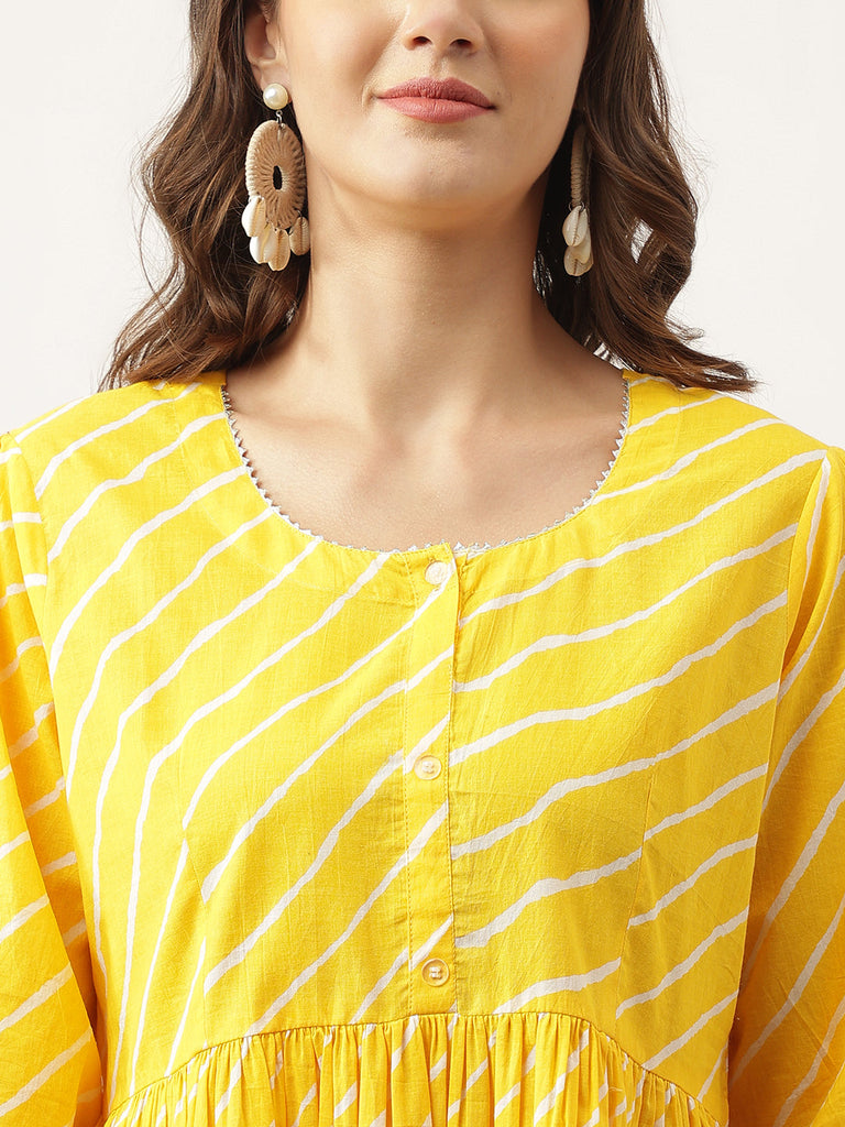 Women's Leheriya Rayon Yellow Regular Top
