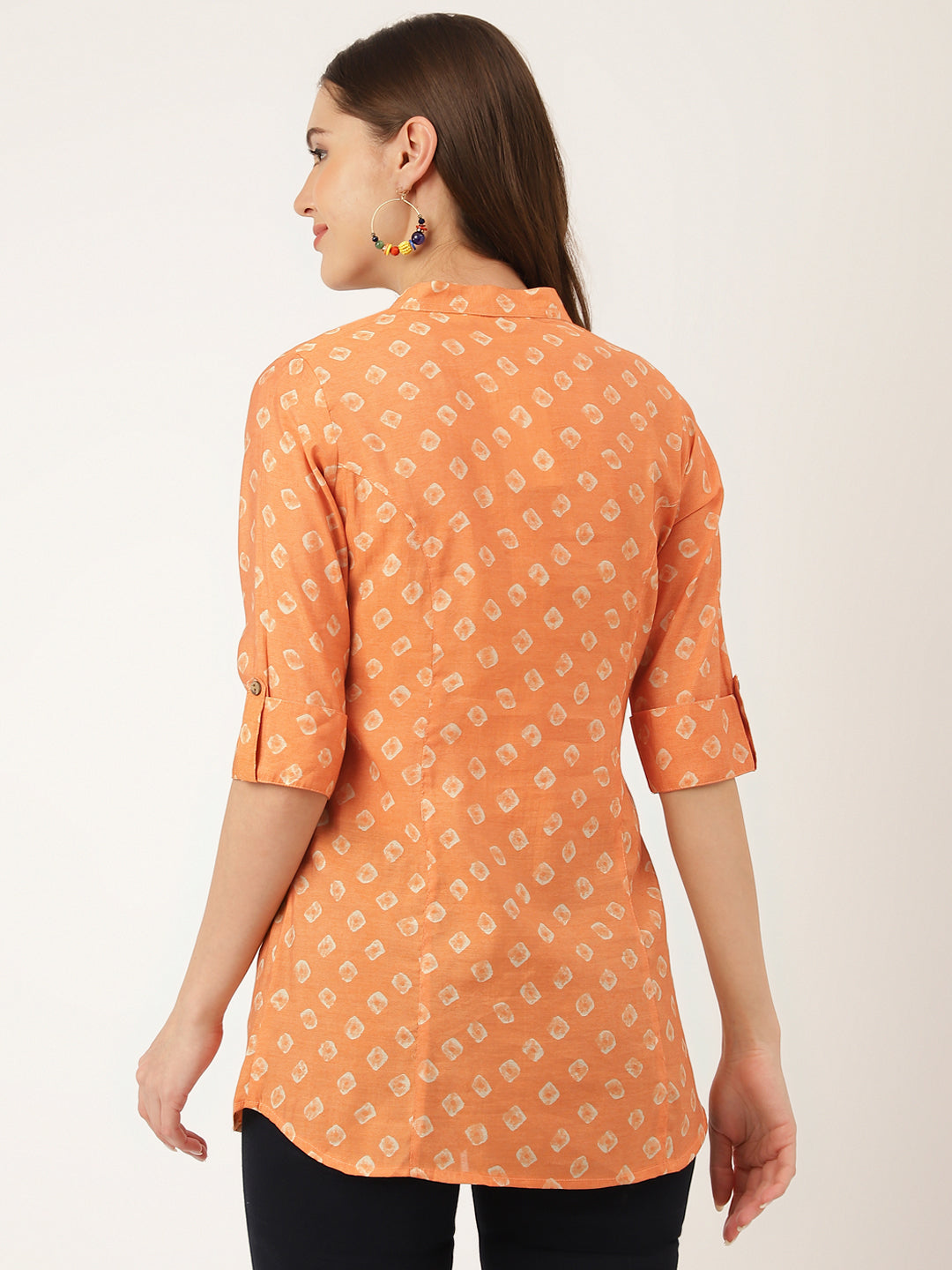 Women's Mustard Printed Chanderi Silk Regular Top