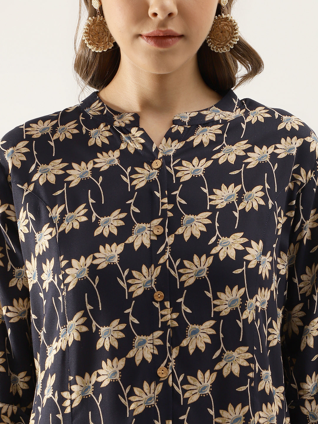 Women's Floral Printed Rayon Shirt type Top for Women - Taantav