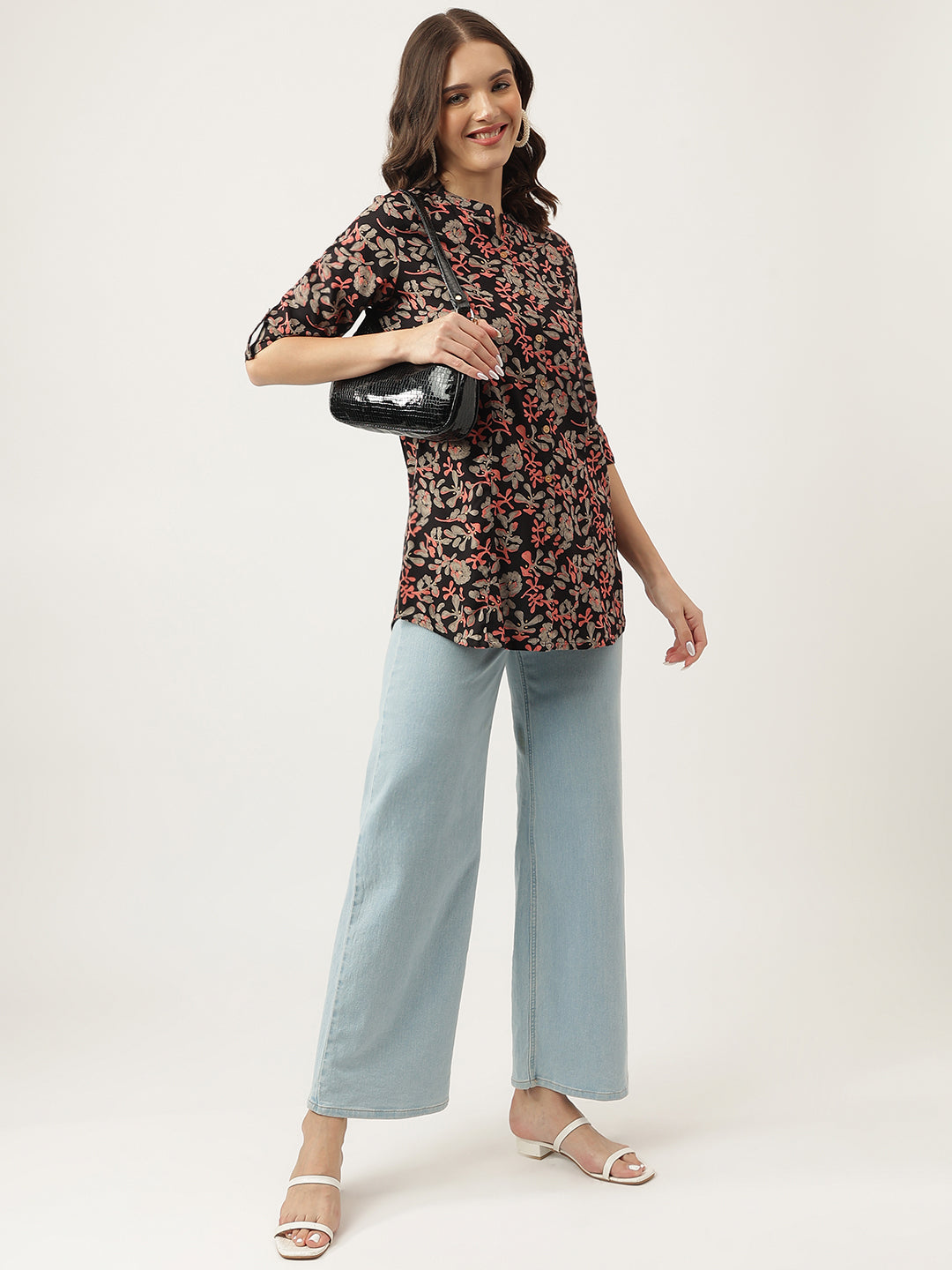 Women's Floral Printed Rayon Regular Top - Taantav