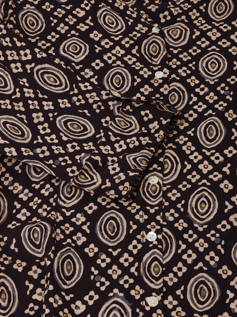 Women's Black Asymmetric Printed top