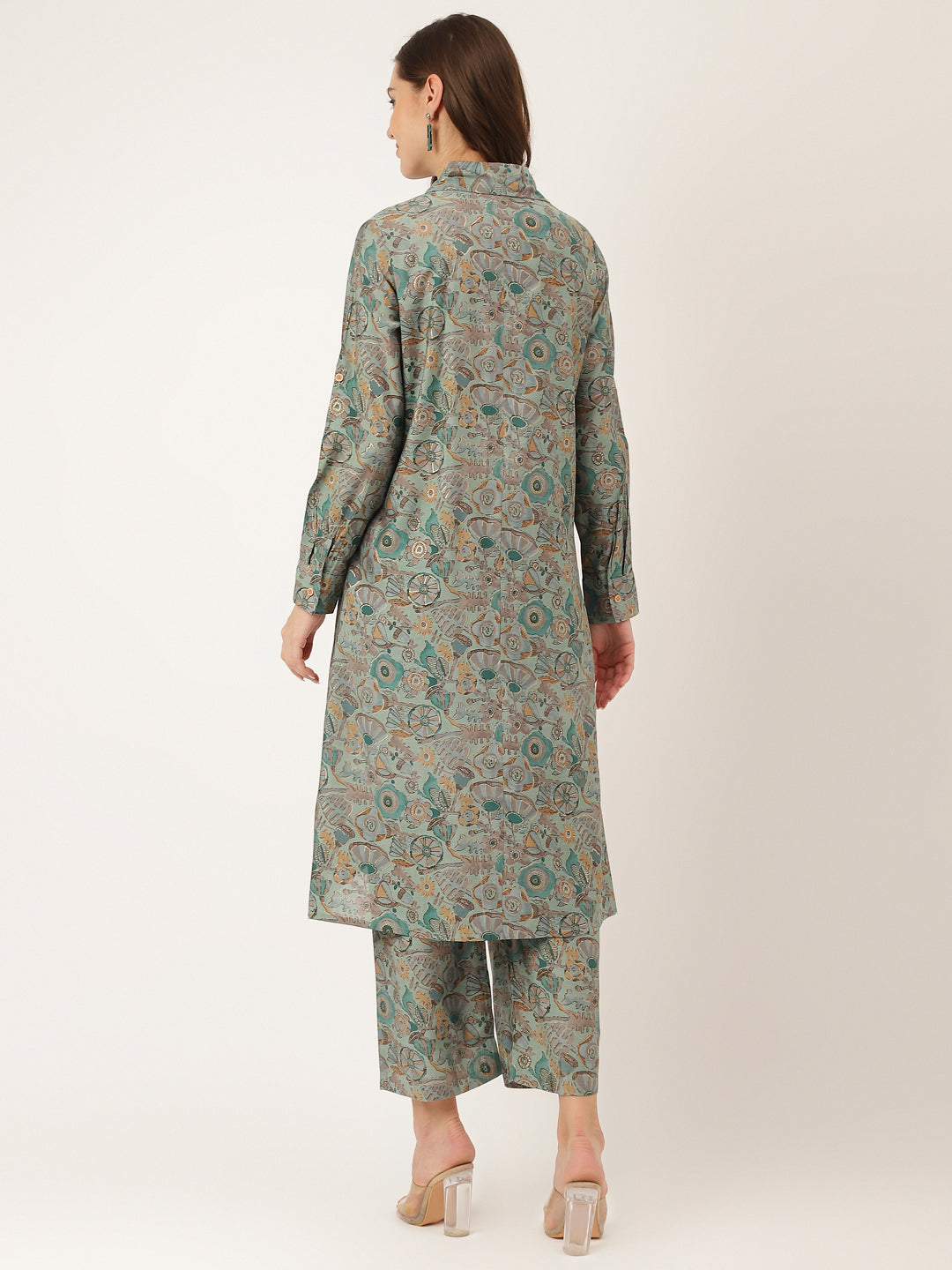 Women's Blue Foil Printed Chanderi Co-ord Set - Taantav