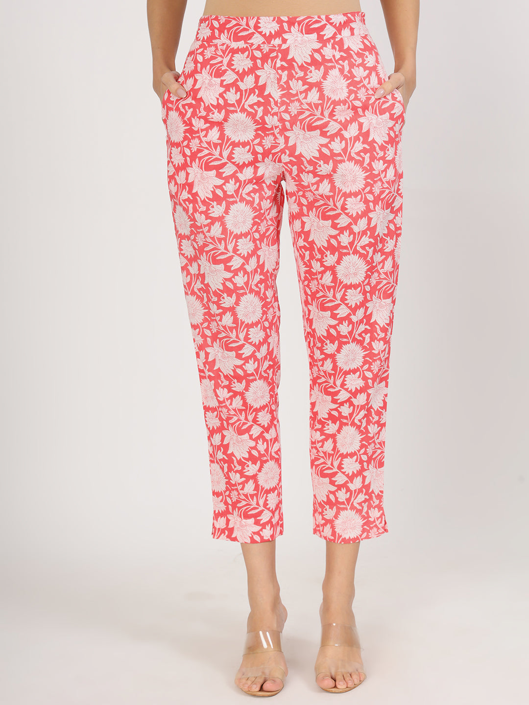 Women's Pink Floral Printed Cotton Co ord Set - Taantav