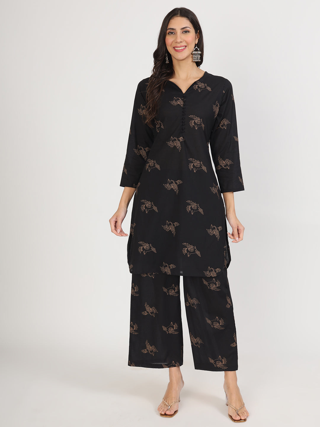 Women's Black Printed Co-Ord Set - Taantav