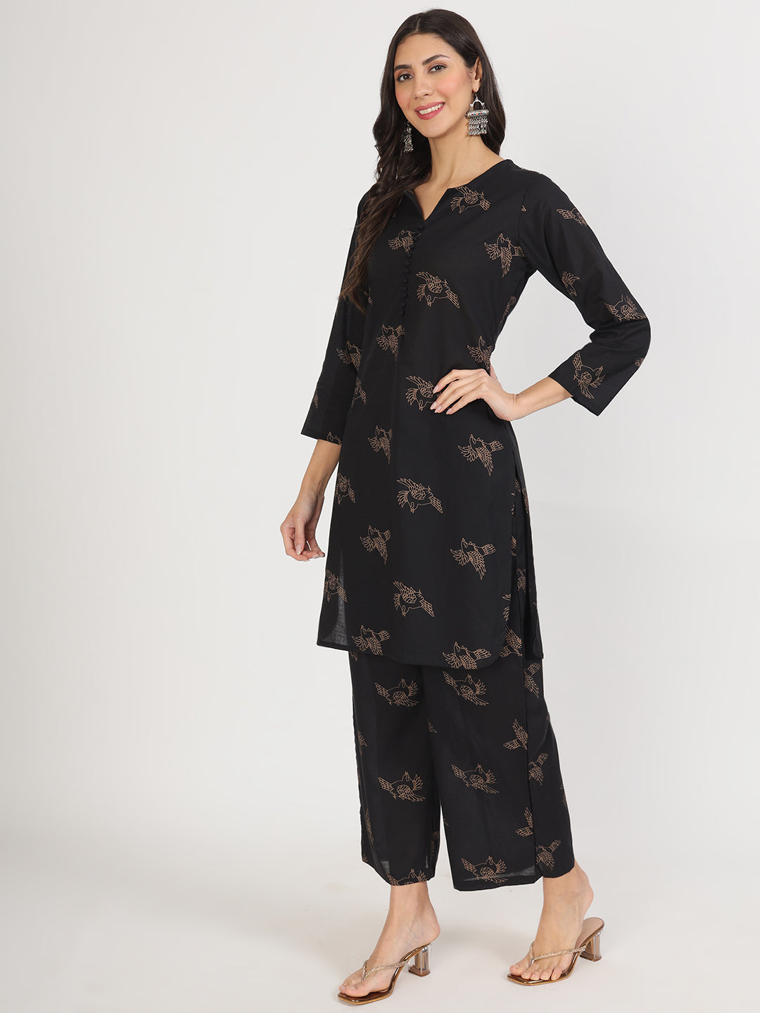 Women's Black Printed Co-Ord Set - Taantav