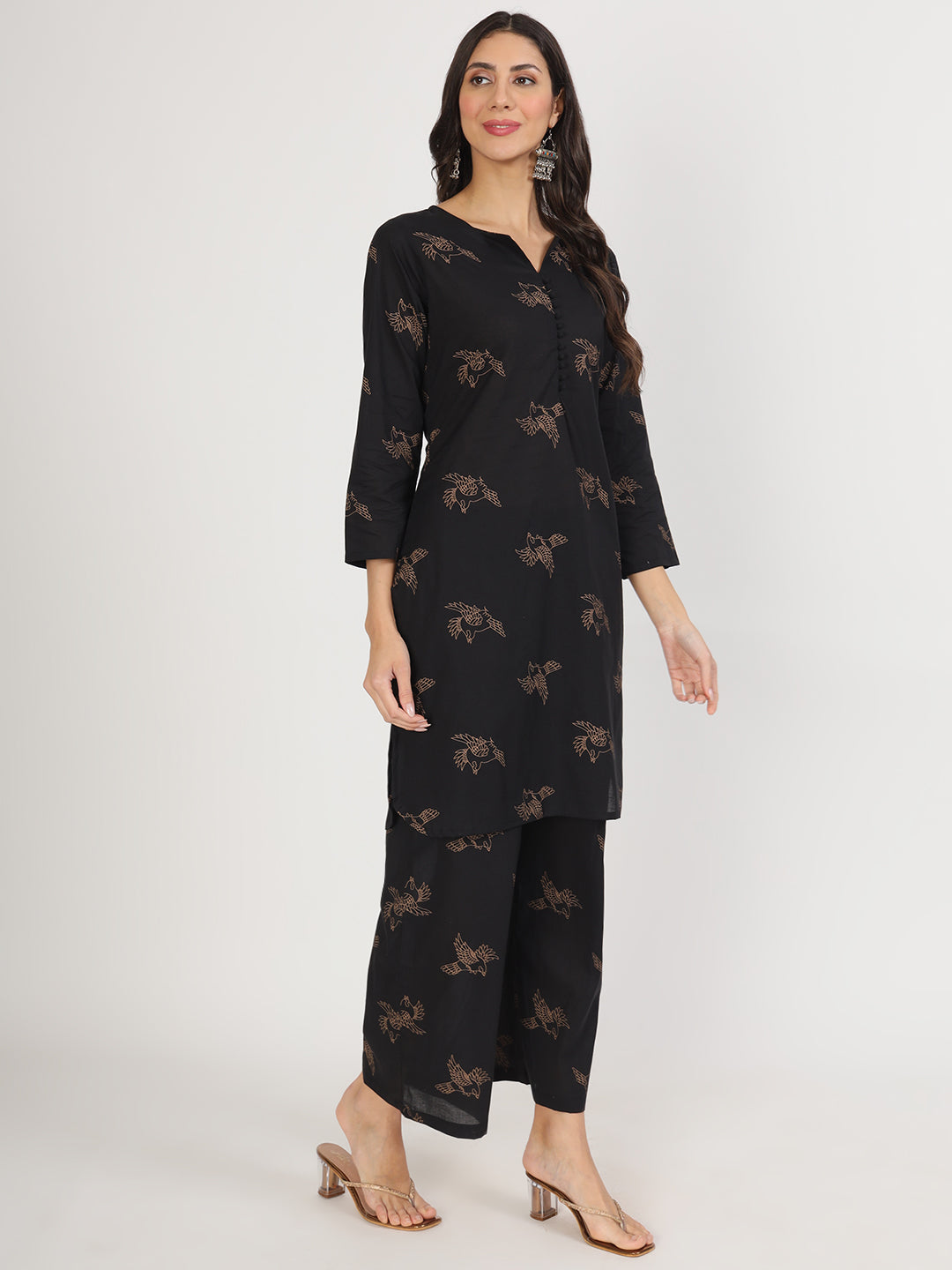 Women's Black Printed Co-Ord Set - Taantav