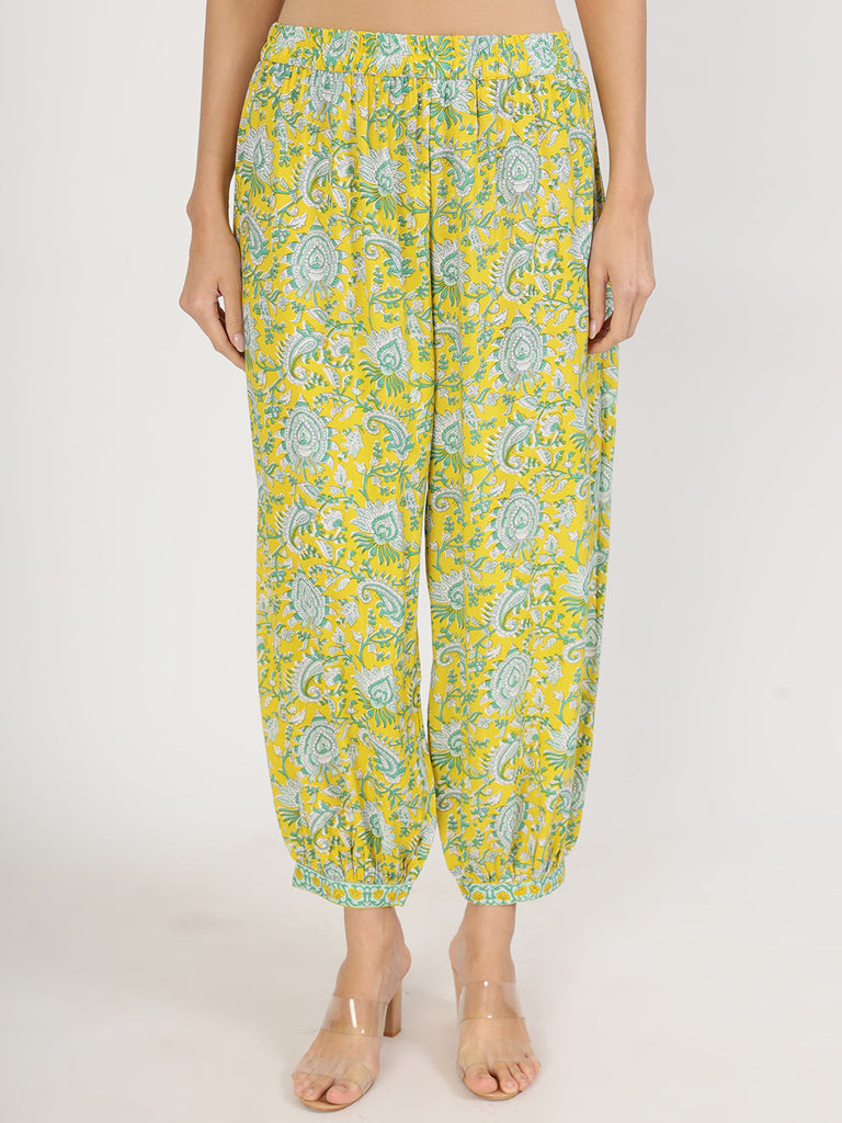 Women's Mustard Floral Print Rayon Co-ord set for women
