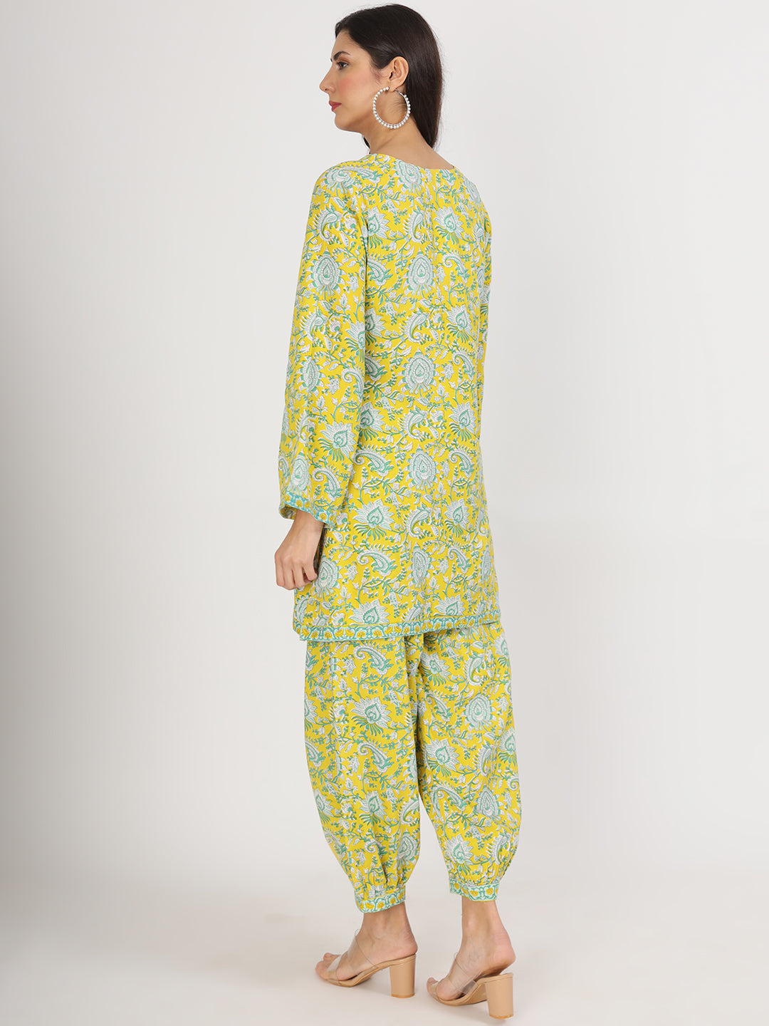 Women's Mustard Floral Print Rayon Co-ord set for women - Taantav