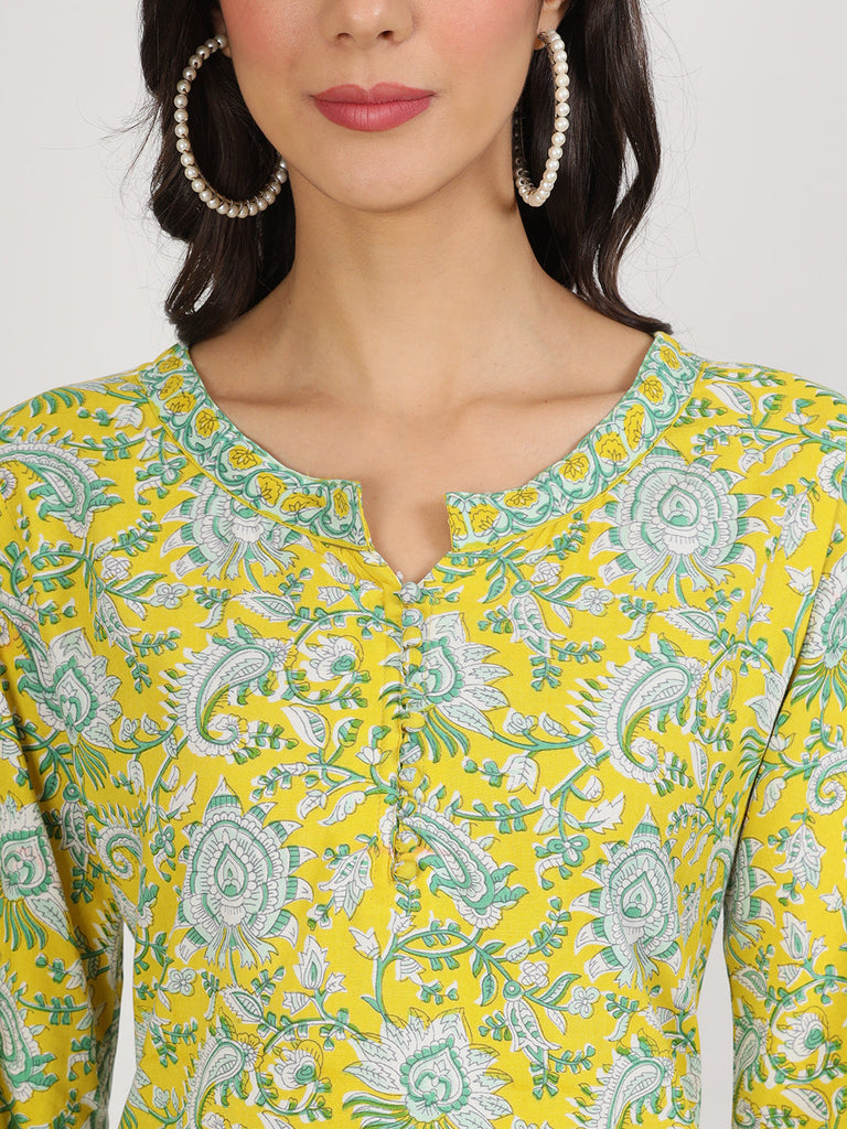 Women's Mustard Floral Print Rayon Co-ord set for women