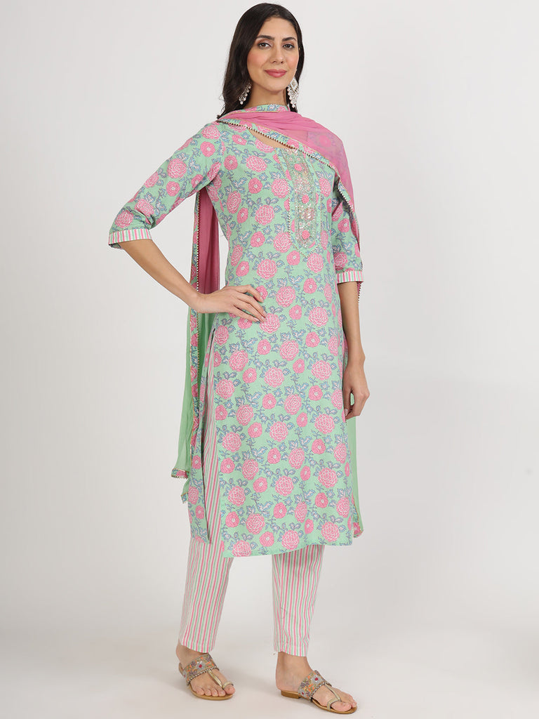 Women's off White Floral Print Rayon Co-ord set for women