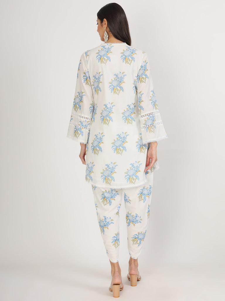 Women's off White Floral Print Rayon Co-ord set for women