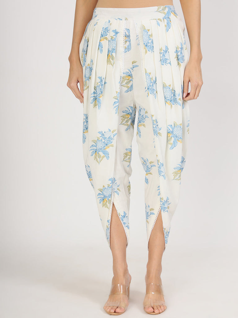 Women's off White Floral Print Rayon Co-ord set for women