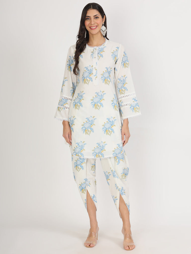 Women's off White Floral Print Rayon Co-ord set for women