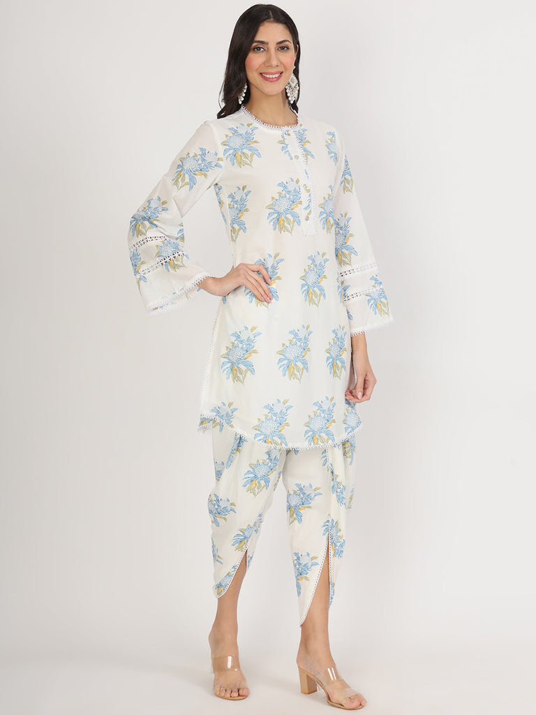 Women's off White Floral Print Rayon Co-ord set for women