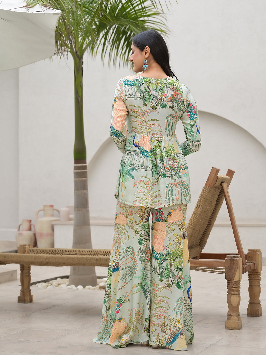 Women's Green Digital Printed Muslin Co-ord set - Taantav