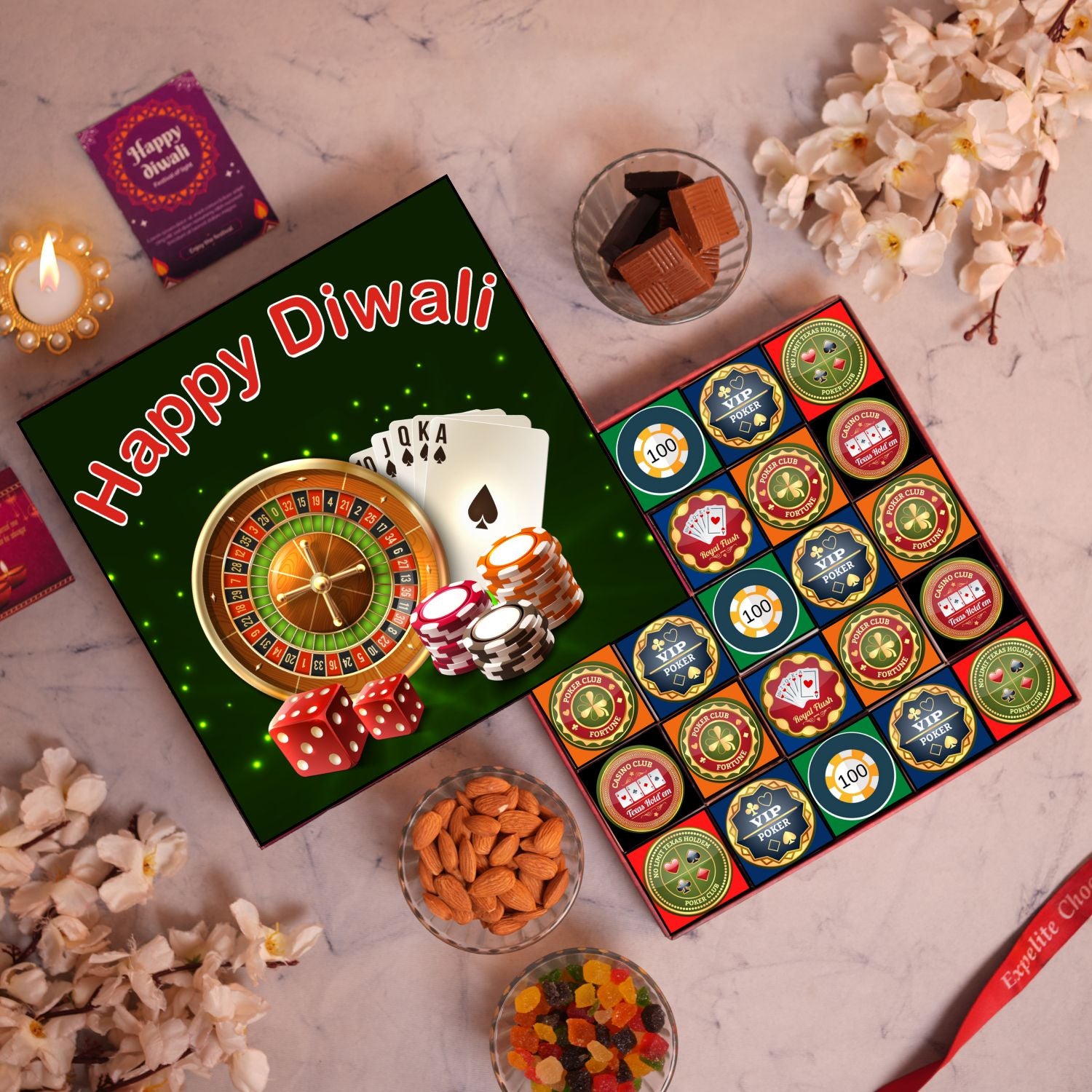 Diwali Casino Theme Chocolate Box - 25 Pieces