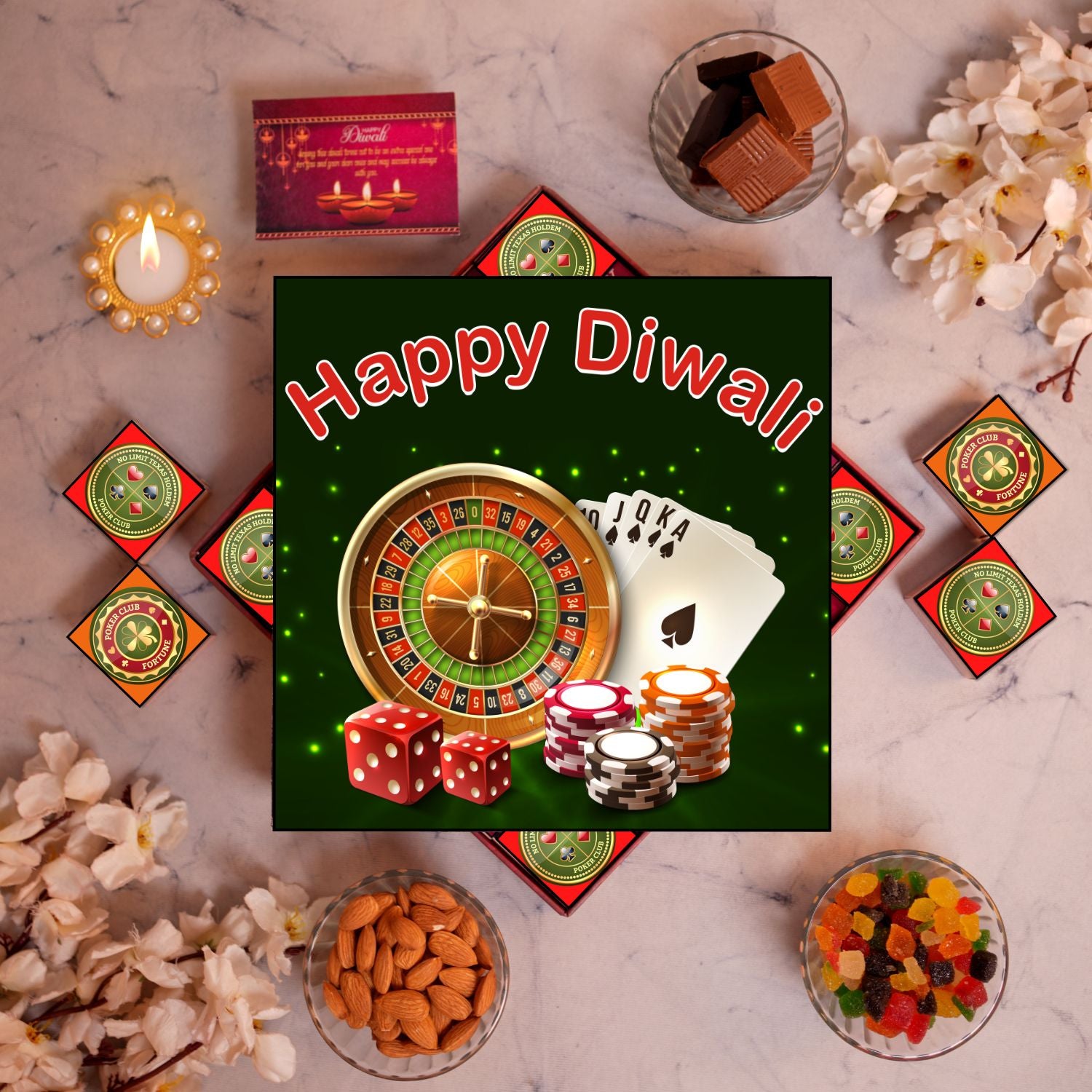 Diwali Casino Theme Chocolate Box - 25 Pieces