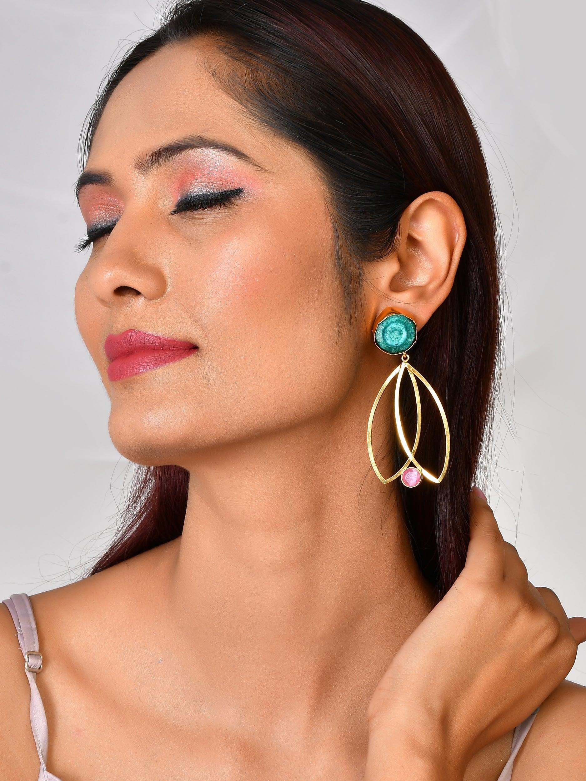 Women's Double Petel Hanging Earring