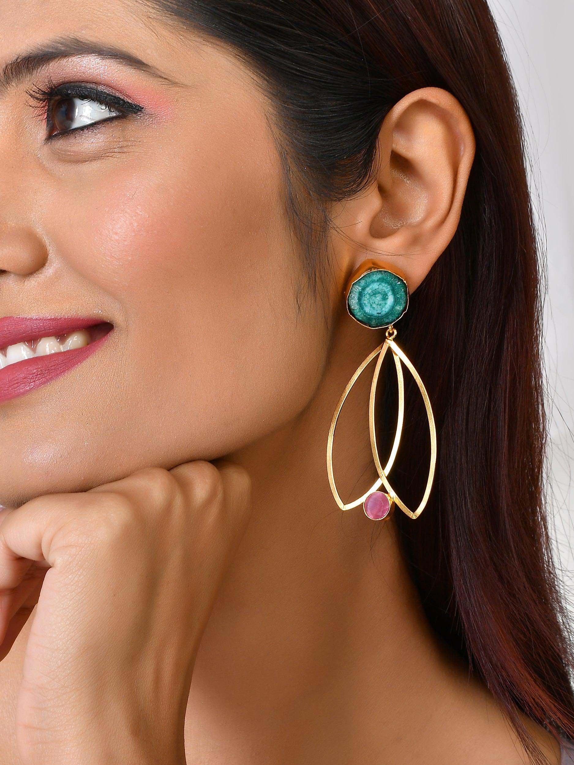 Women's Double Petel Hanging Earring