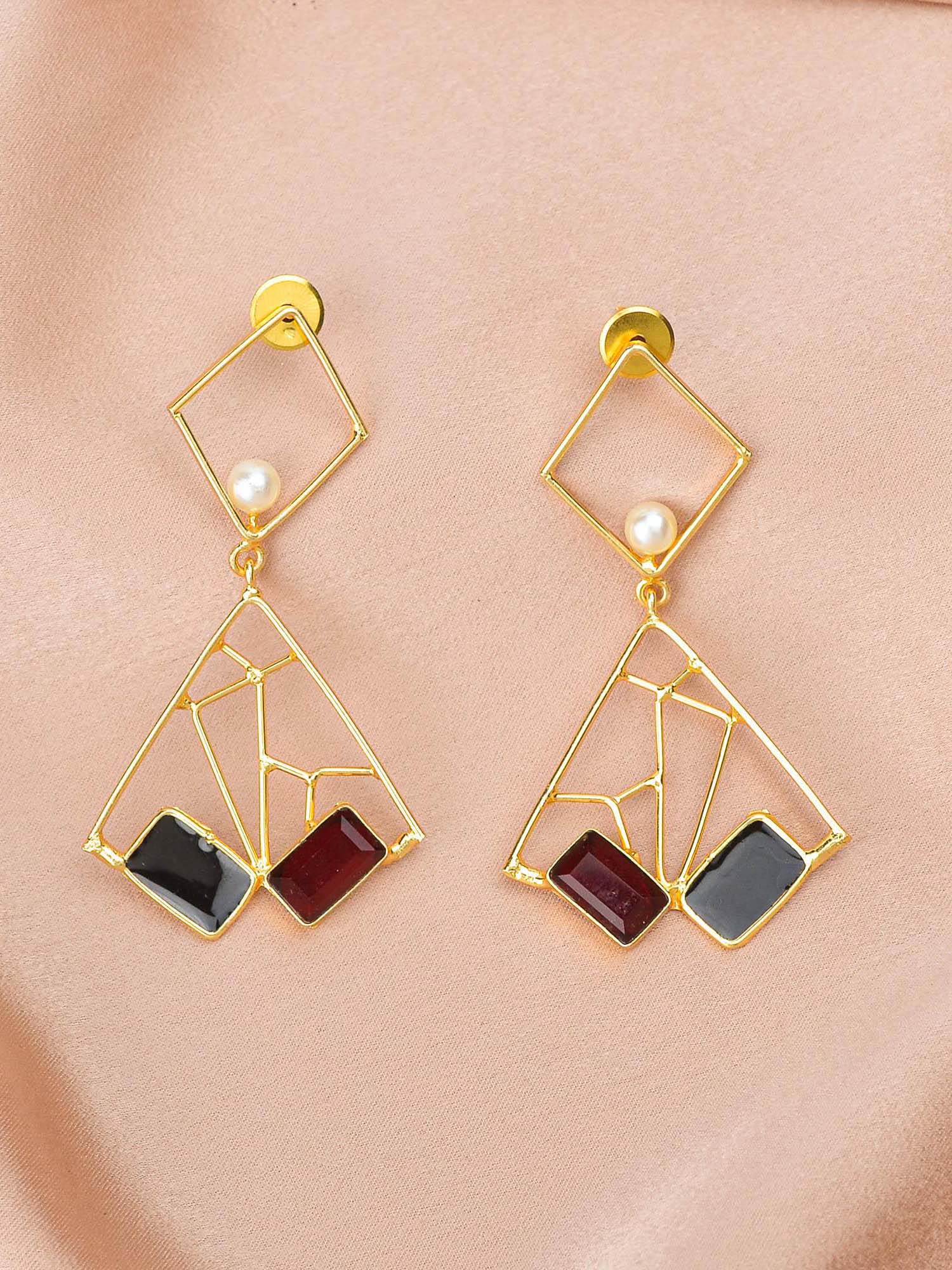 Women's Double Rhombus Black Enamelled