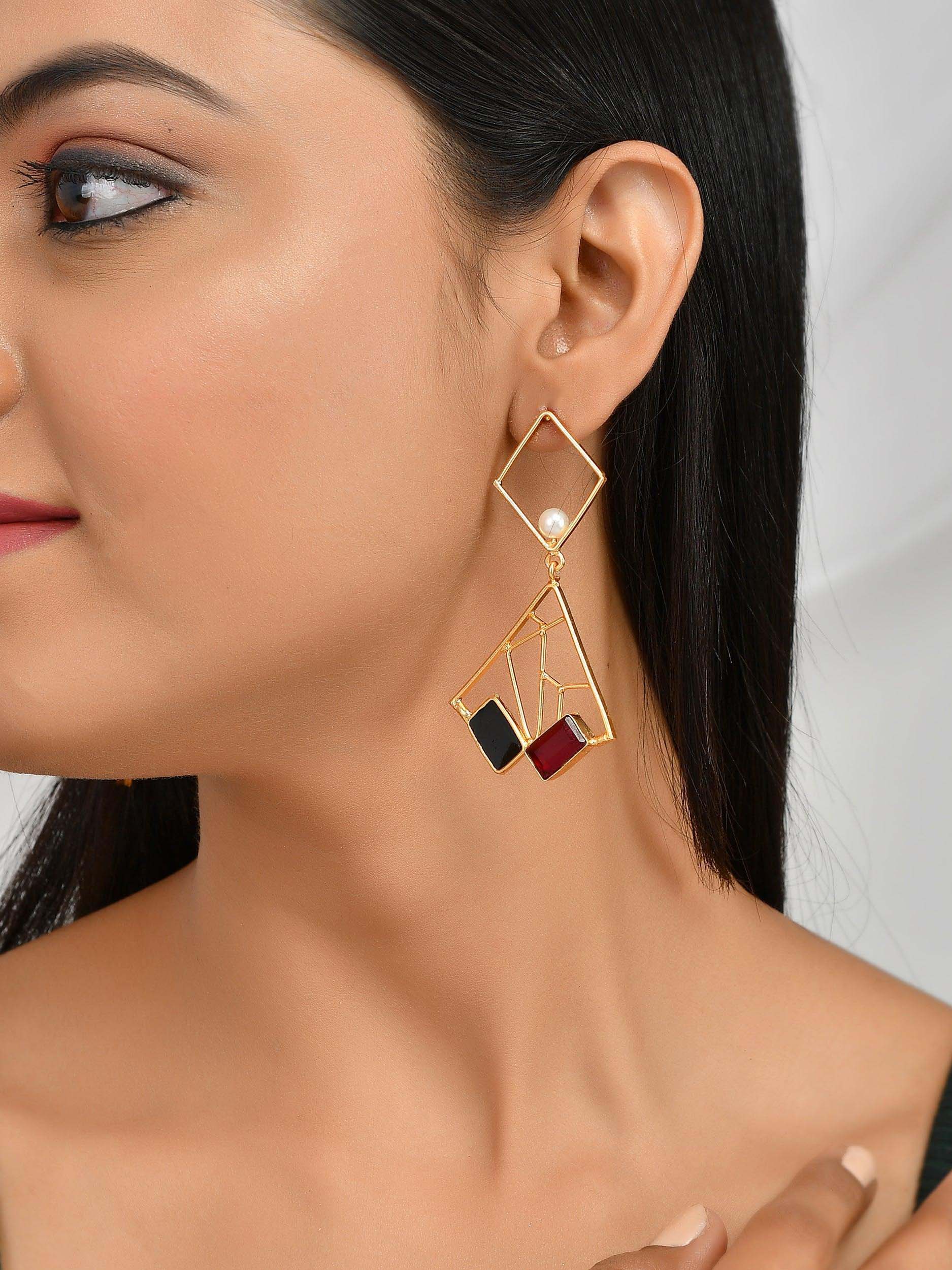 Women's Double Rhombus Black Enamelled