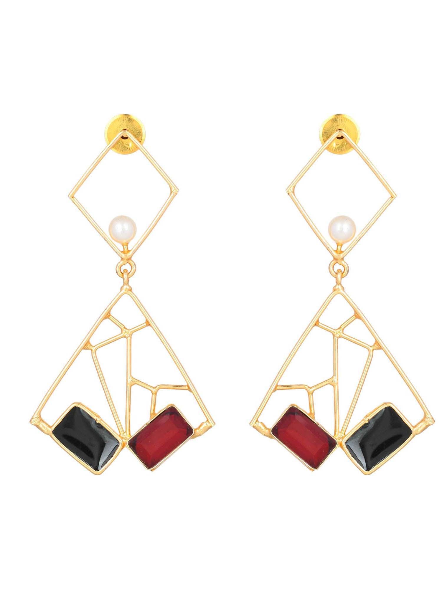 Women's Double Rhombus Black Enamelled