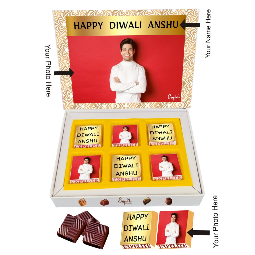 Personalised Diwali Chocolate Gift Box - 6 Pieces