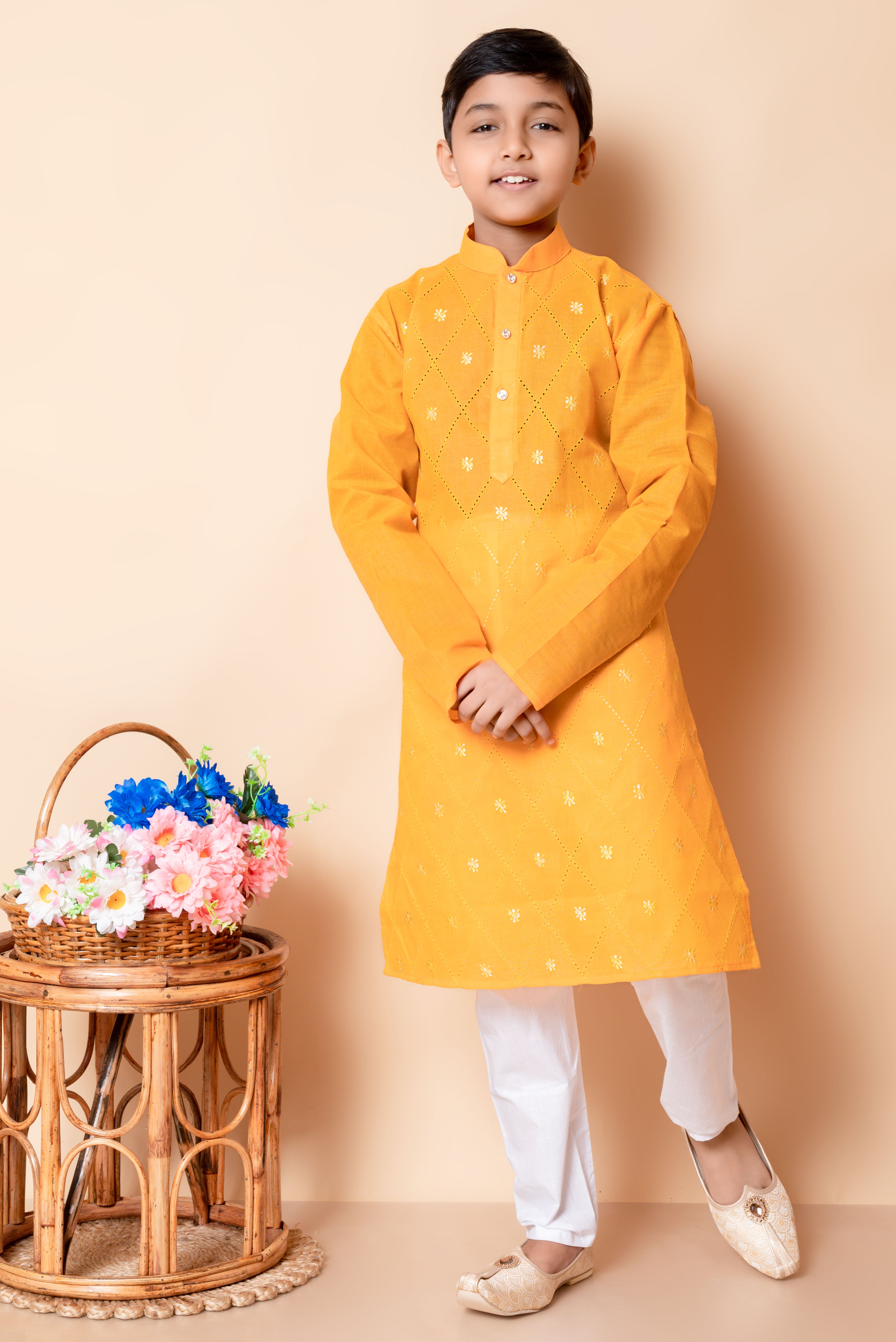 Boy's Cotton  Embroidery Work Kurta And Pajama Set - Nfc Creation