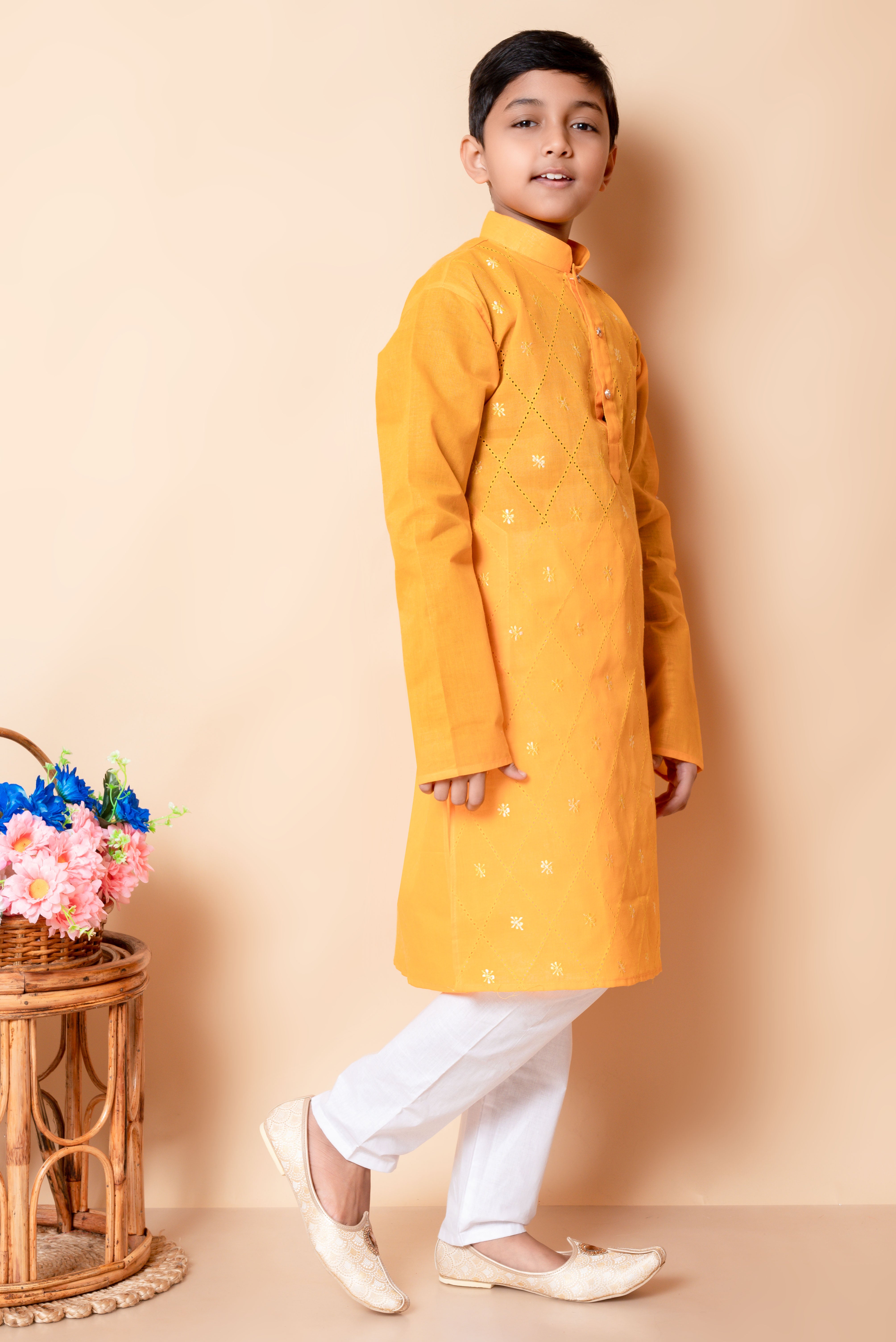 Boy's Cotton  Embroidery Work Kurta And Pajama Set - Nfc Creation