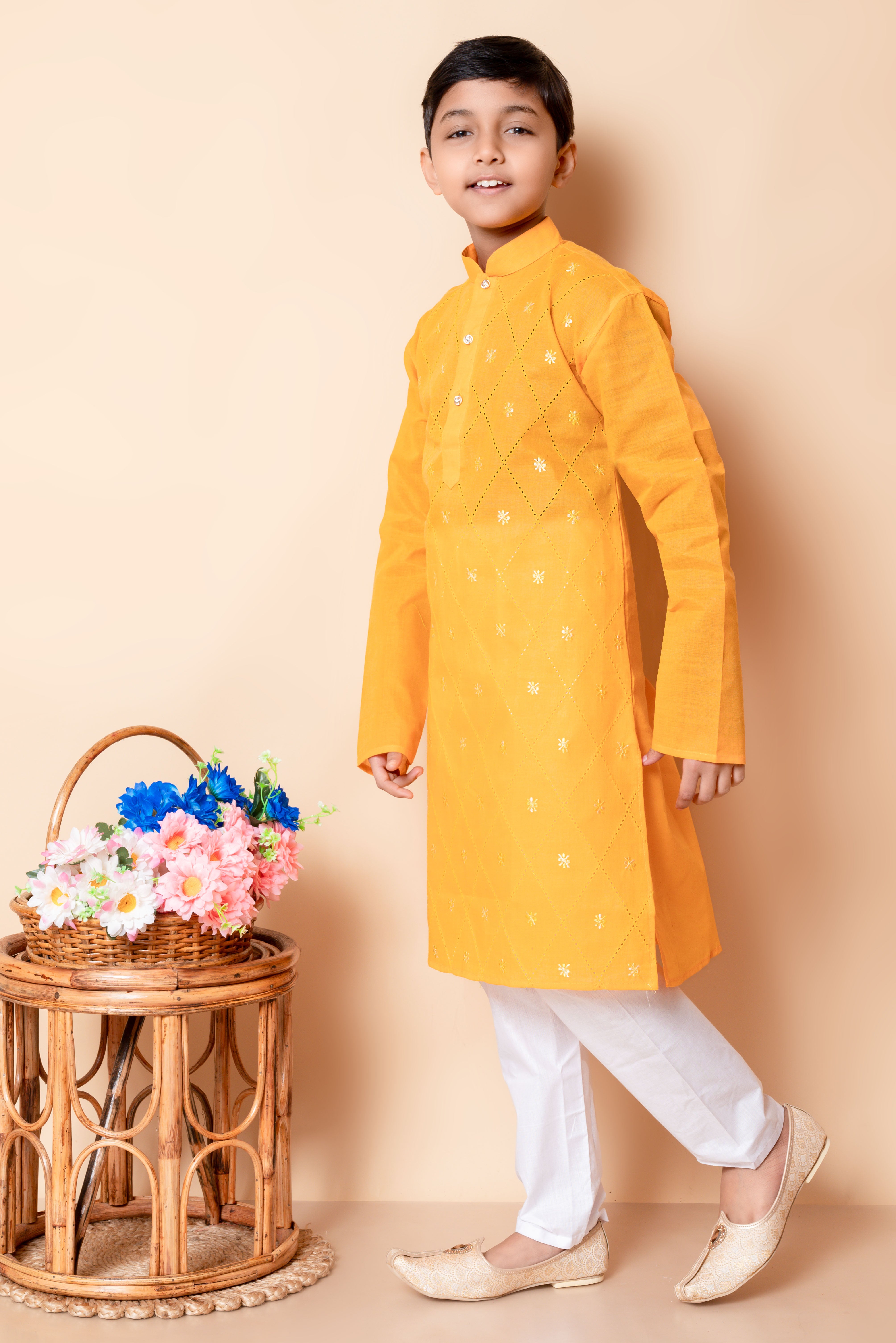 Boy's Cotton  Embroidery Work Kurta And Pajama Set - Nfc Creation