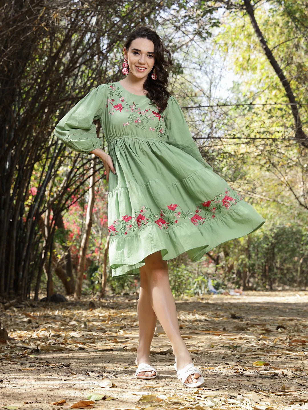 green cotton dress Women's This Is It Eyelet Sleeveless Midi | Size: Xl asymmetric silhouette that flows gracefully Tropical Dream Maxi Dress -