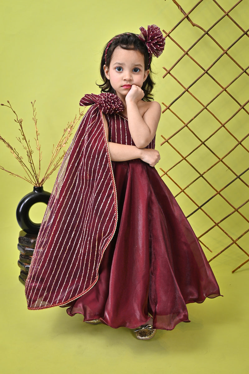Girl's Wine Organza Gimichul Gotta Gown – Trendia