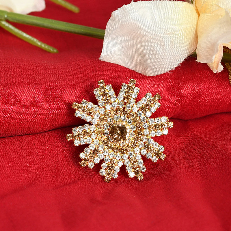 Women's Gold-Plated Ad Studded Adjustable Finger Ring