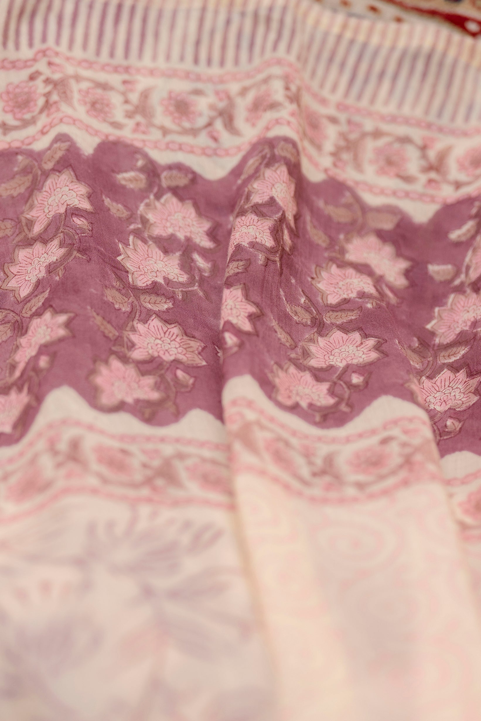Women's Cotton Light Mauve Hand Block Print Suit Set 3 Pc Jasmine Collection - Saras The Label