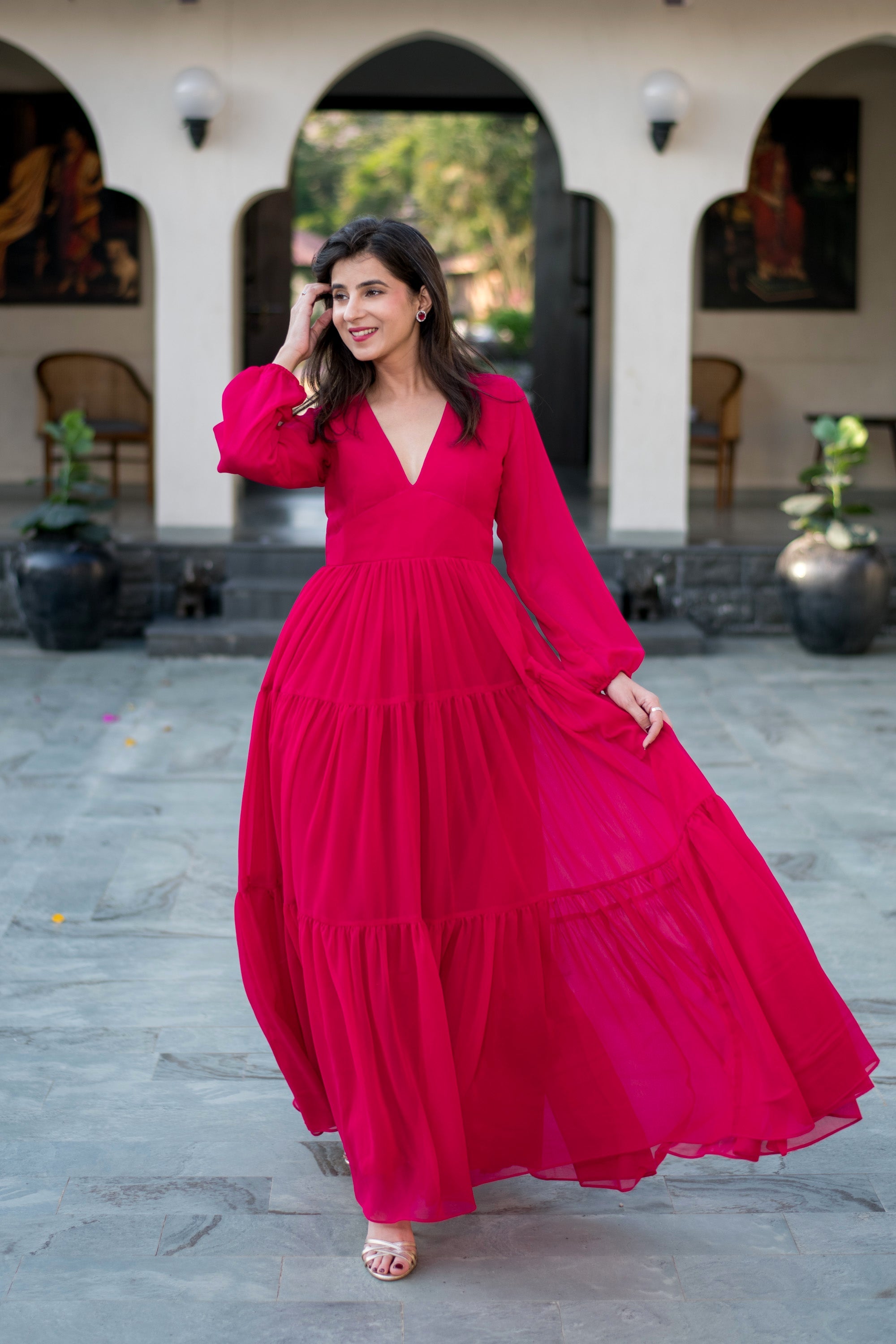 maxi pink and red dress Pink Multi Floral Maxi Dress - Event Dresses