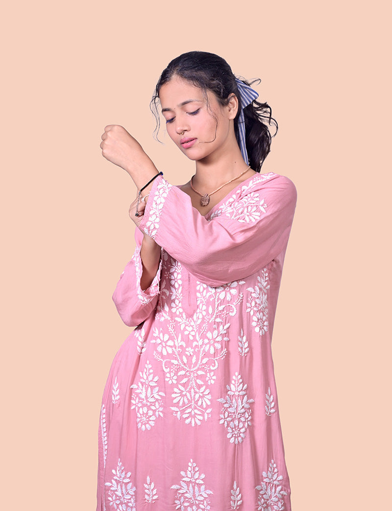 Women's Modal Cotton Chikankari Kurta