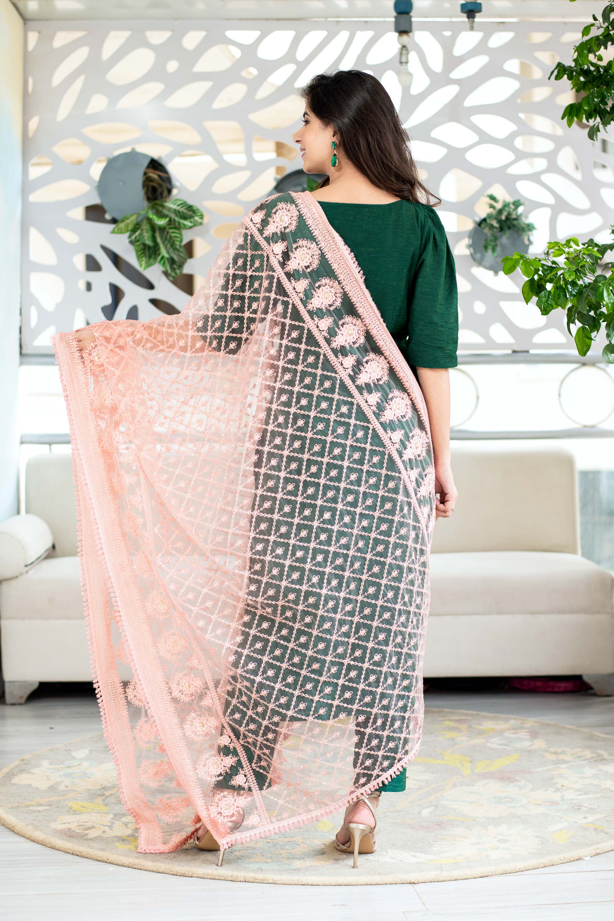 Women's Rama Green Kurta With Heavy Dupatta (3pcs Set)