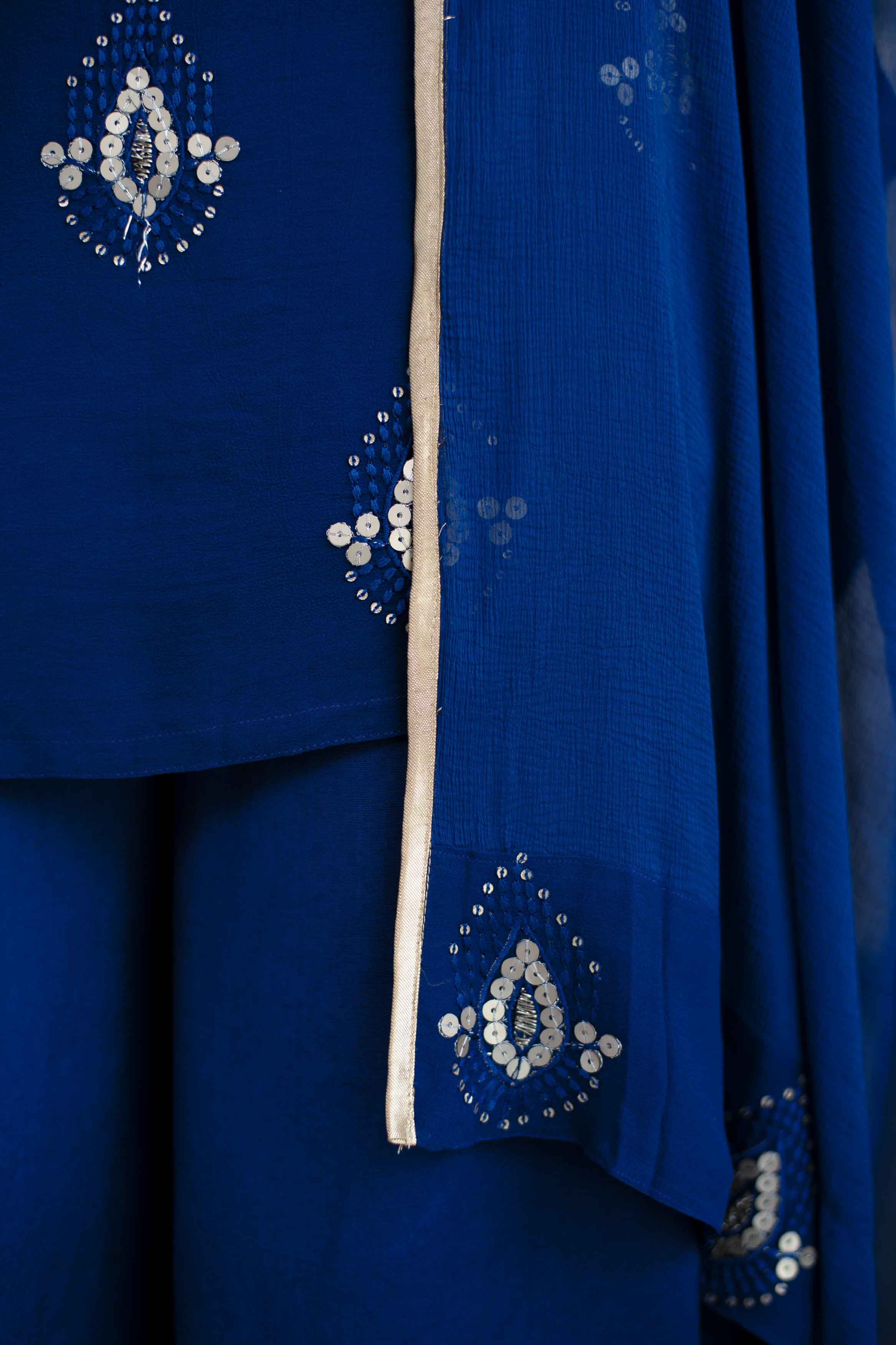 Women's Deep Blue Patiala Set (3pcs set)