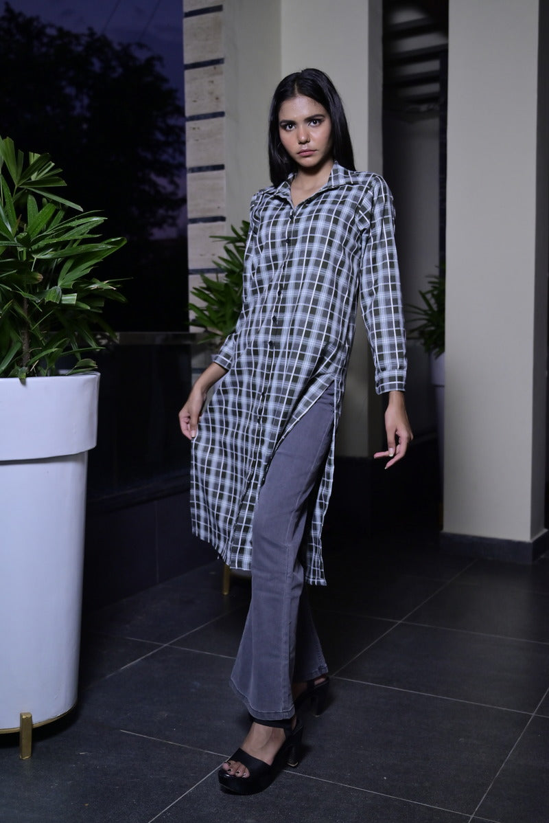 Women's Cotton Gray Shirt Style Shrug