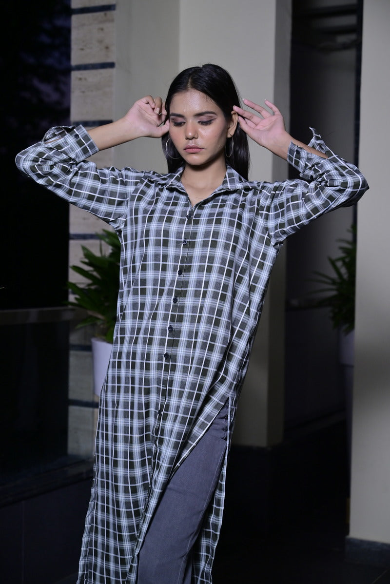 Women's Cotton Gray Shirt Style Shrug