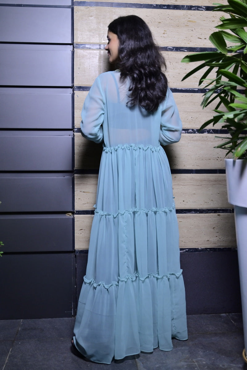 Women's Sky Blue Hand Work Shrug