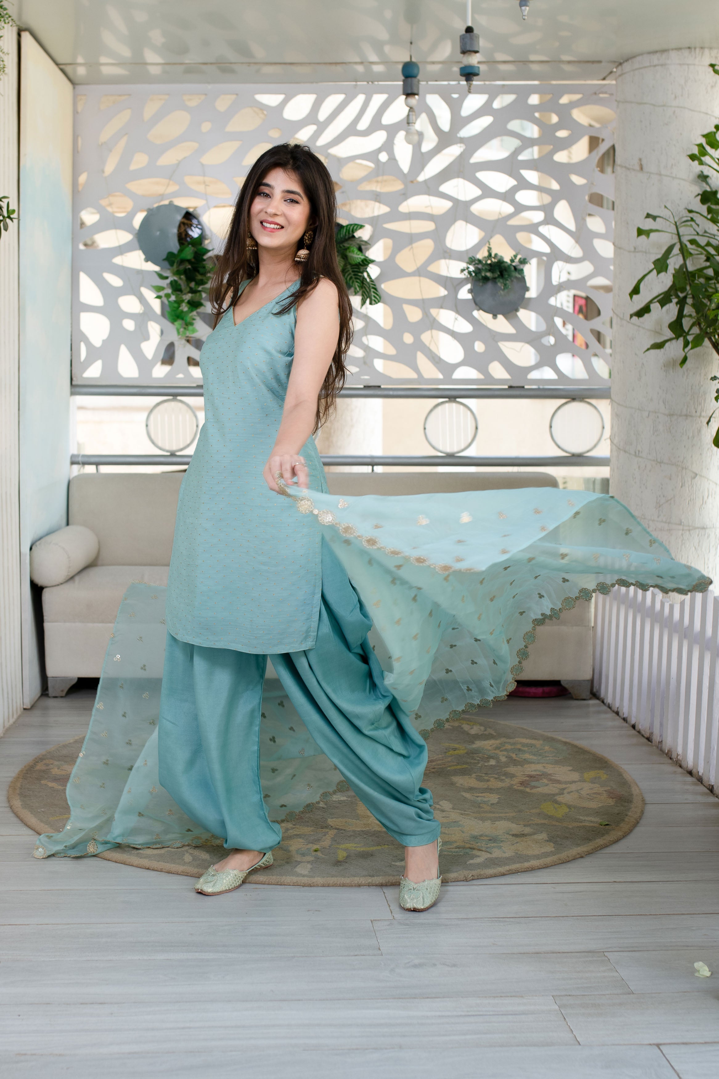 Women's Light Mint Patiala Set - Label Shaurya Sanadhya