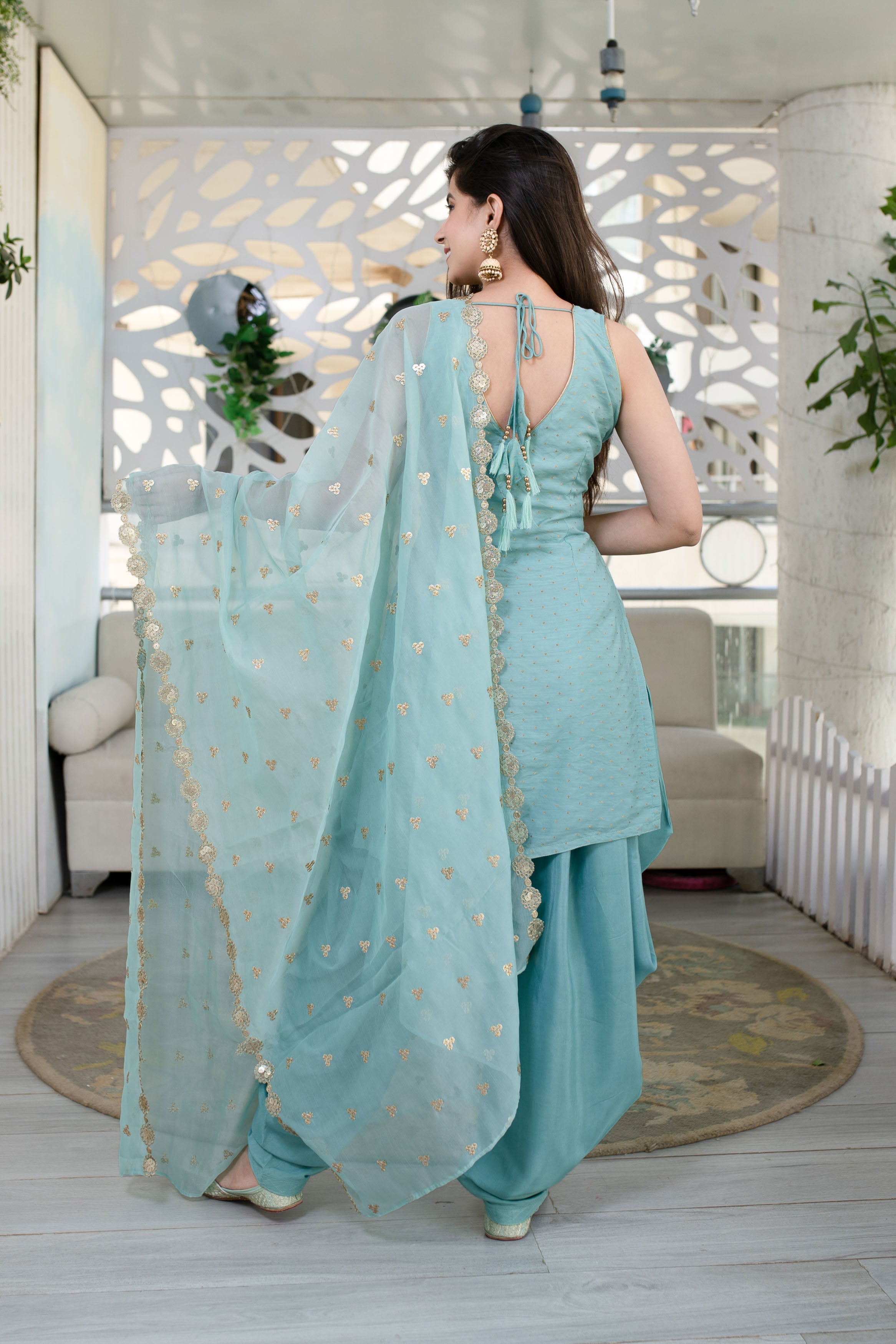 Women's Light Mint Patiala Set - Label Shaurya Sanadhya