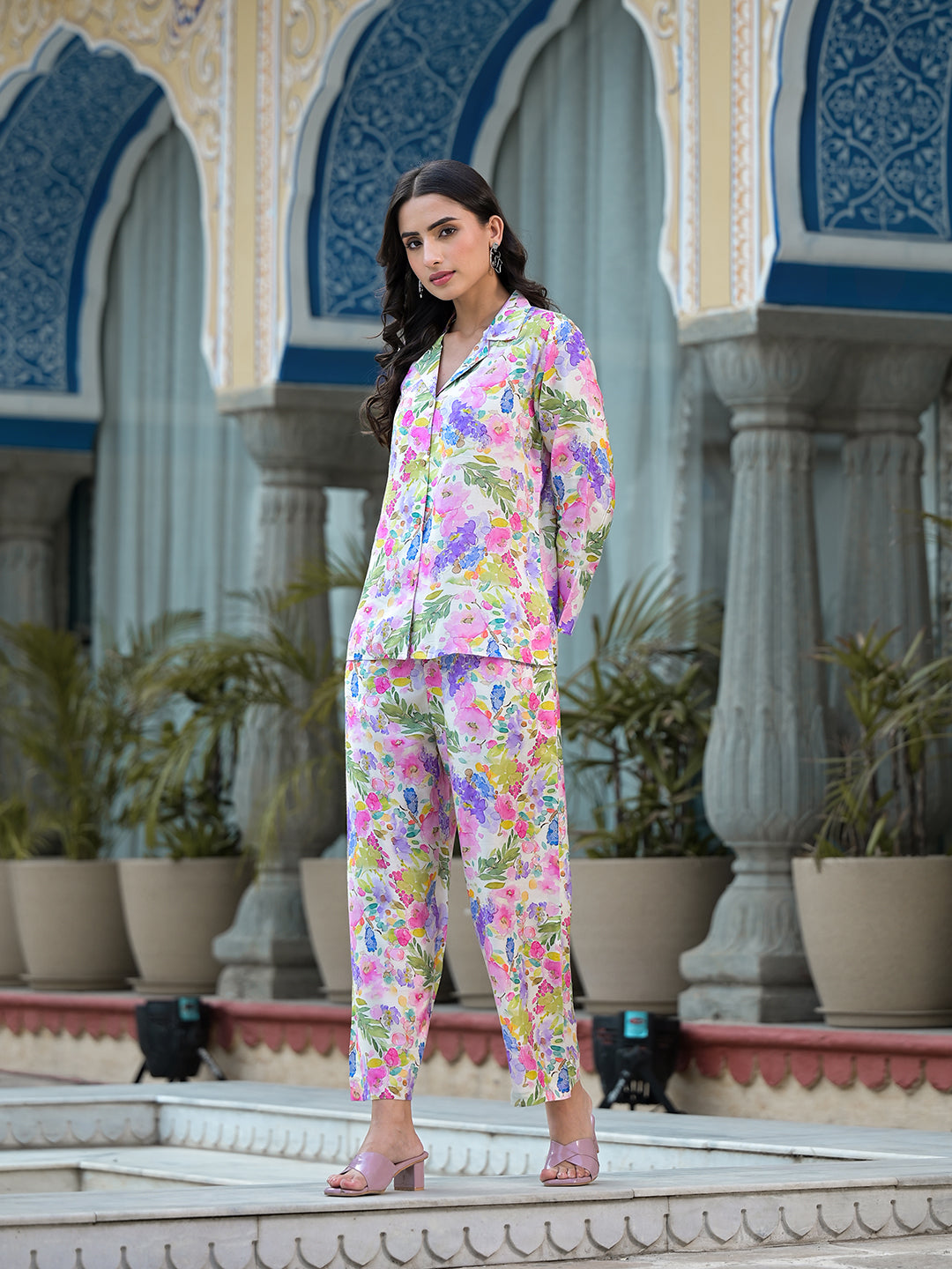 Women's Multicolored Floral Printed Muslin Co-ord Set - Taantav