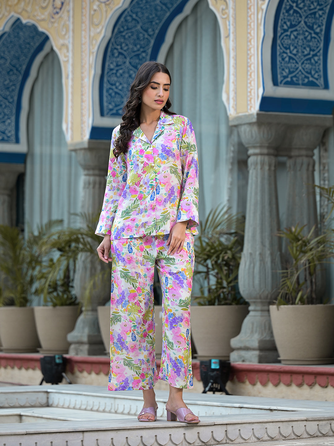 Women's Multicolored Floral Printed Muslin Co-ord Set - Taantav