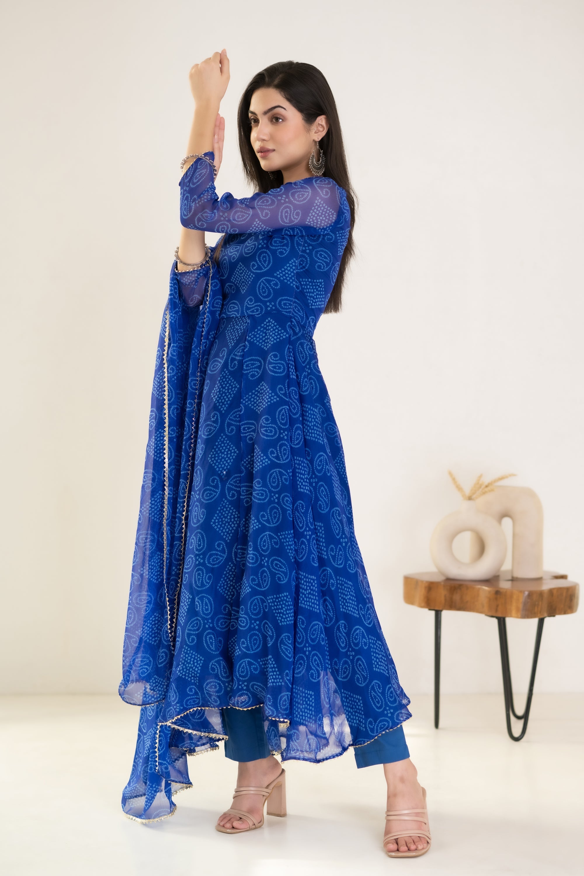 Women's Blue Bandhani Suit Set