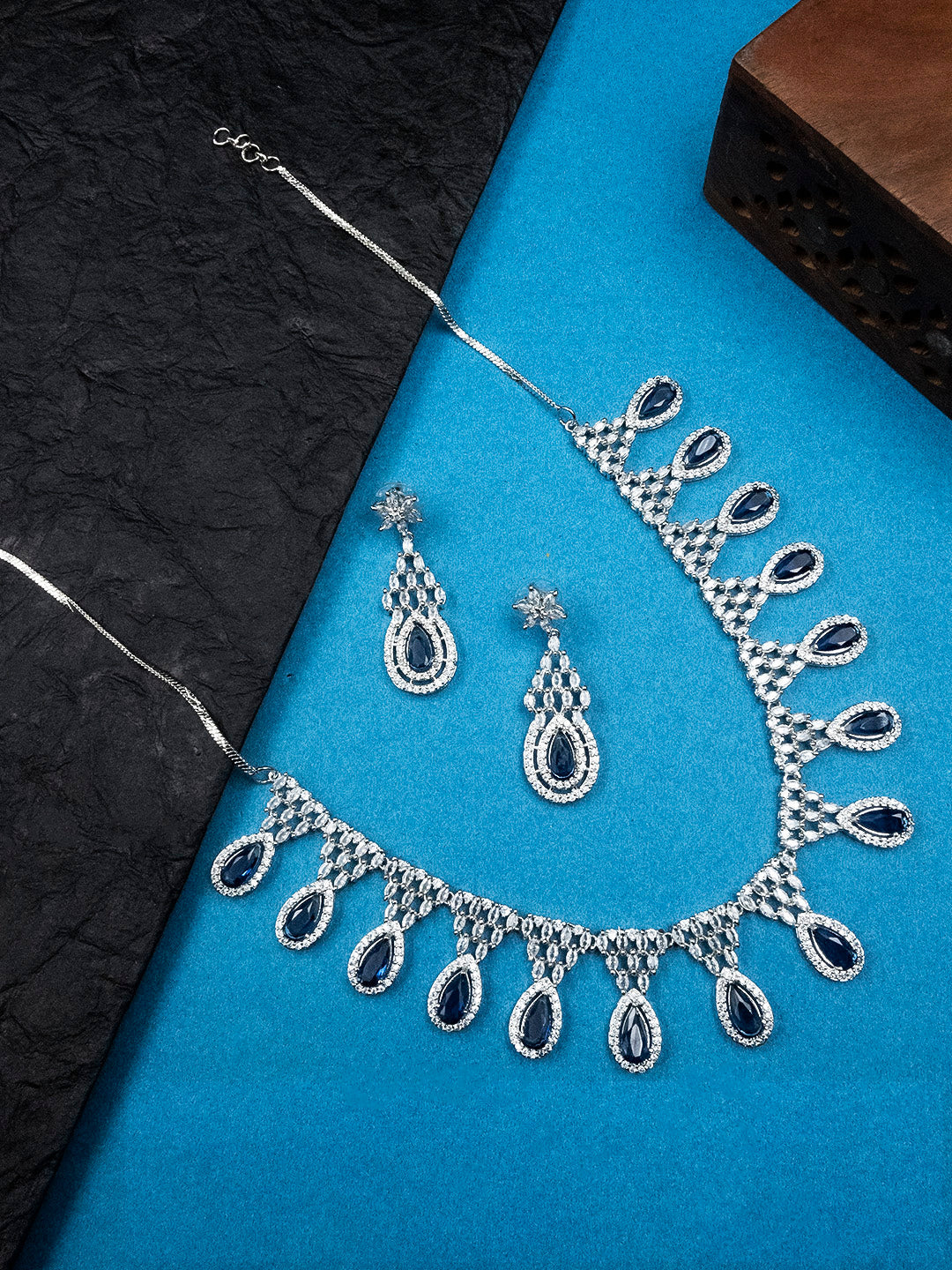 Women's Fashionable Cubic Zirconia Multi Tear Drop Necklace Set for Parties