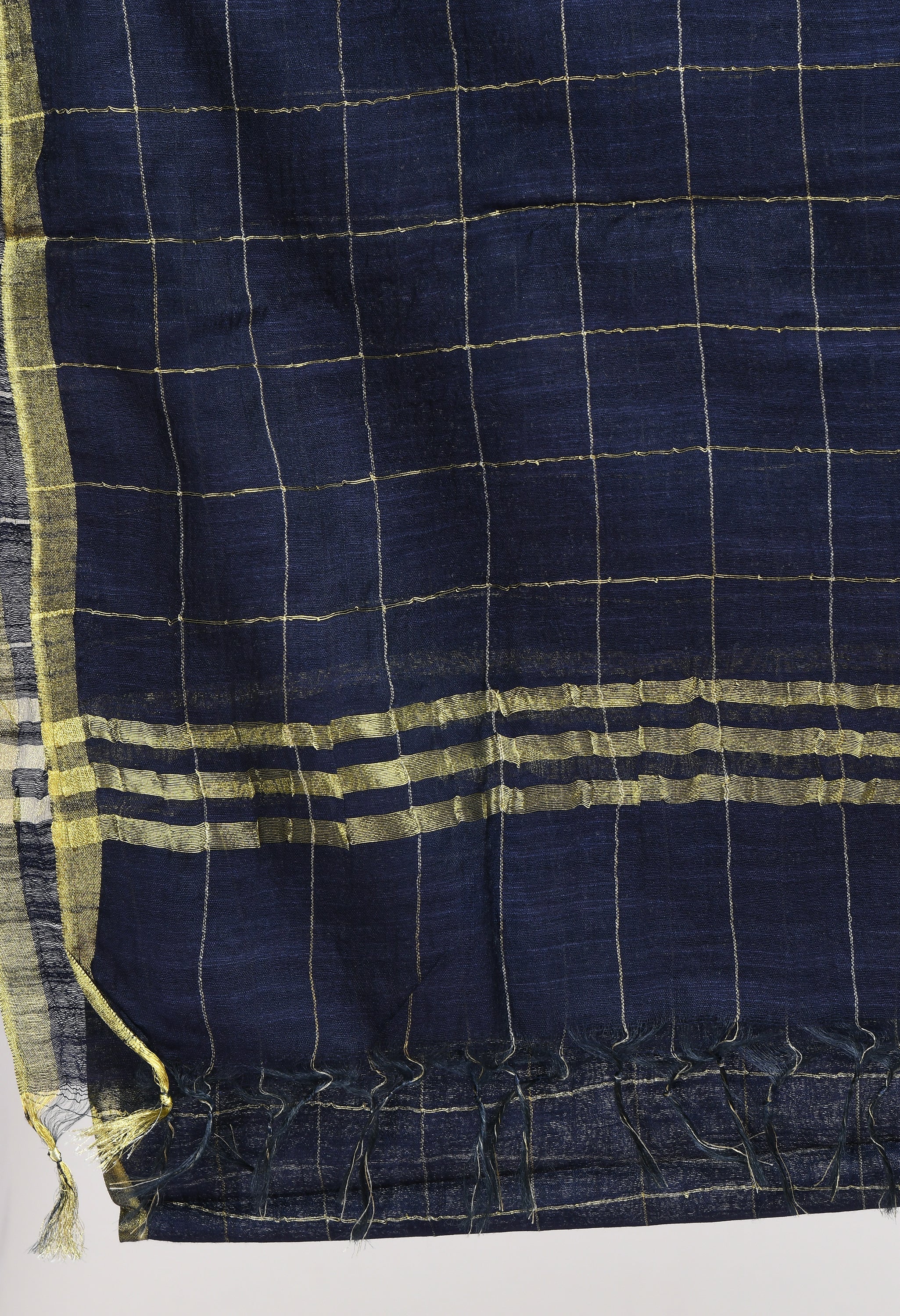 Women's Cotton Zari Box Navy Blue Dupatta