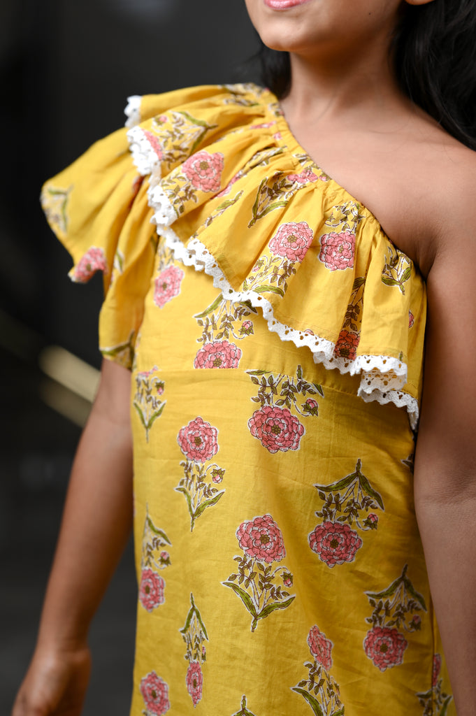 Girl's Adorable Sunshine Frill Kurta And Sharara Set