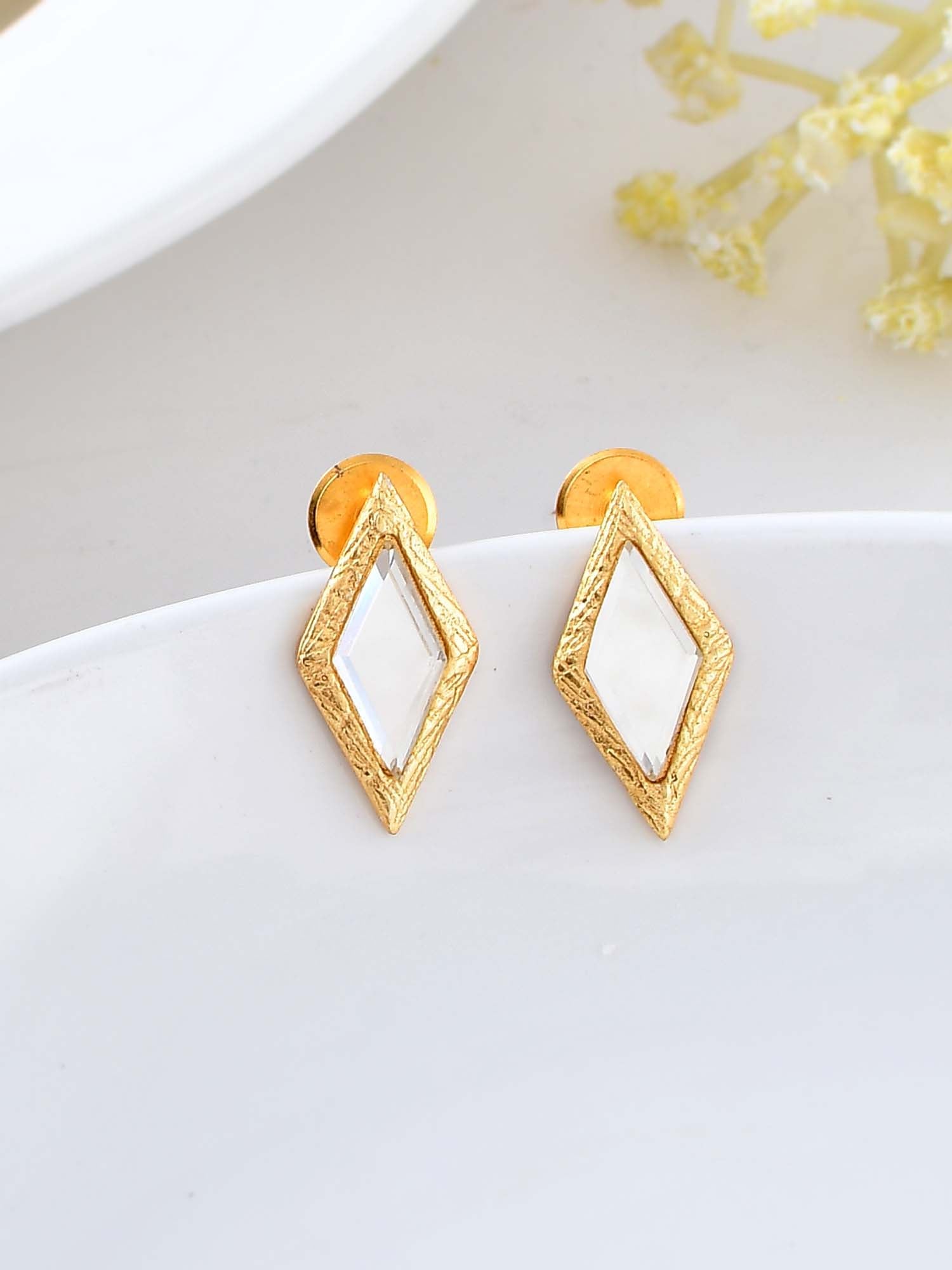Women's Kite Shape Mirror Earrings